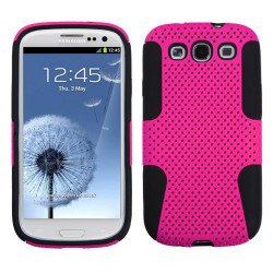 Samsung Galaxy S3 Mesh Hybrid Case (Hot Pink Black)